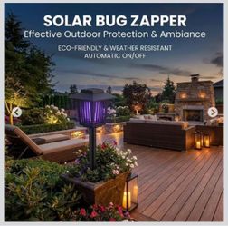 Solar Dual-Mode Garden Zapper, Solar Powered Mosquito Zapper Outdoor Stake with Warm LED Landscape Light for Yard Patio Lawn Garden