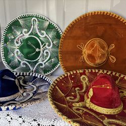 Set of 4 Decorative Velvet Mariachi Sombreros