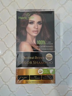 HairHerbishh Chestnut Brown PPD Free Hair Color Shampoo Gray Coverage 500ml