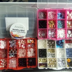 3 Cases Of Beads, Jewelry Findings And Jewelry Wire 
