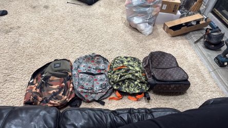 Lot of school backpacks