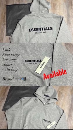 NEW Fear of God Essentials Dark Oatmeal Gray Hoodie Size Large