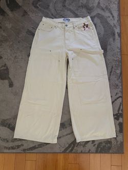 Dart Wide Leg Carpenter Pants Cream