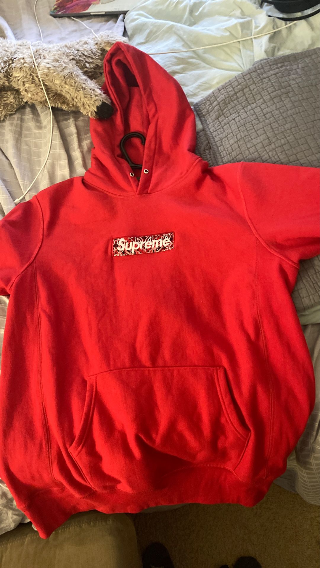Red supreme Bandana box logo hoodie
