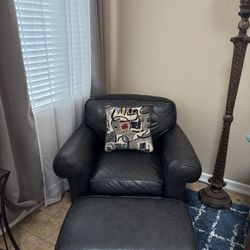 Genuine Leather Sofa Chair and Ottoman Whittemore sherrill