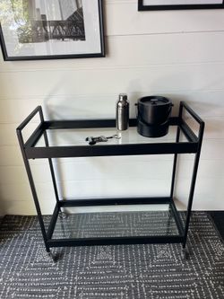 BLACK METAL BAR CART + accessories