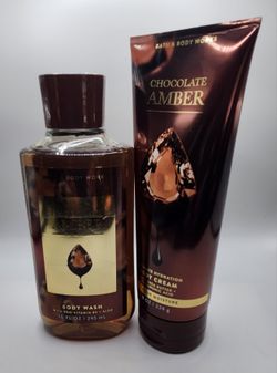 Bath & Body Works Bundle ~ CHOCOLATE AMBER ~ Shea Butter & Hyaluronic Acid NEW!!