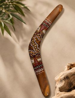 Vintage Wooden Australian Aboriginal Boomerang Gungilda Tribe - Brigalow Wood