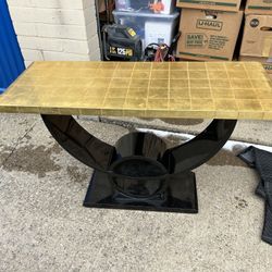 Post Modern Lacquer and Gold Leaf Eclipse Console Table