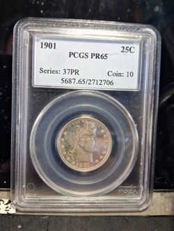 1901 PF65 BARBER QUARTER 813 MINTED PCGS