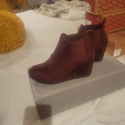 Burgundy Wedge Booties