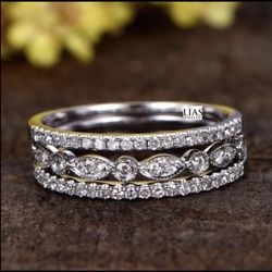 New 18k White Gold Wedding Ring Set 