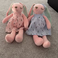 2 Plush Bunnies 14”