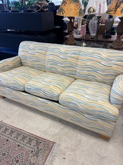 Three-Seat Sofa Sleeper with Wave Print Upholstery