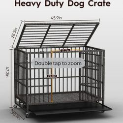Brand New In Box NOT A RETURNED ITEM!! 48" Xxl Heavy Duty Dog Crate 2 Doors W/ Wheels & Tray Jaula De Mascota Nuevo En Caja Foldable Kennel