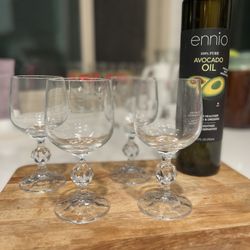 Set of 4 Vintage Bohemia Crystal By Import Assoc. Water Goblets Claudia Pattern