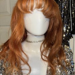 Human Hair Auburn Wig 