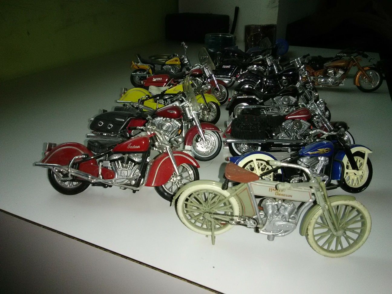 Set of mini Harley Davidson motorcycles