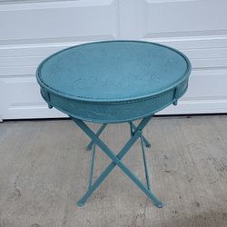 Teal Metal Folding Table 