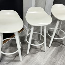Three High Chairs Made Entirely Of Wood.