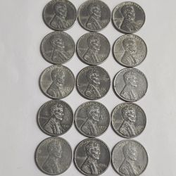 Lot Of (15) Steel Wheat Cent Coins - Antique War Pennies