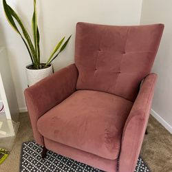 Pink Velvet Style Reading Lounge Chair, Recliner
