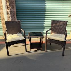 3 Piece Wicker Patio Set w/ Cushions