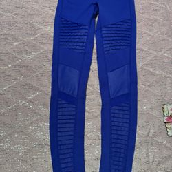 Womens Xs Blue Alo Yoga Mesh Ribbed Leggings 