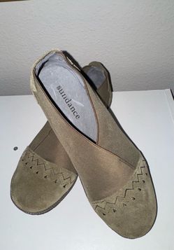 Sundance Green Suede Stretch Shoes Loafers Slip-On Flats