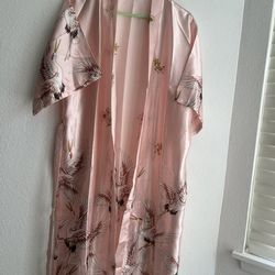 Long Satin Kimono Robe – Black & Pink | $12 each