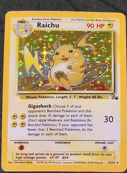 1999 Wizards Pokemon Original Fossil Set Holographic Raichu