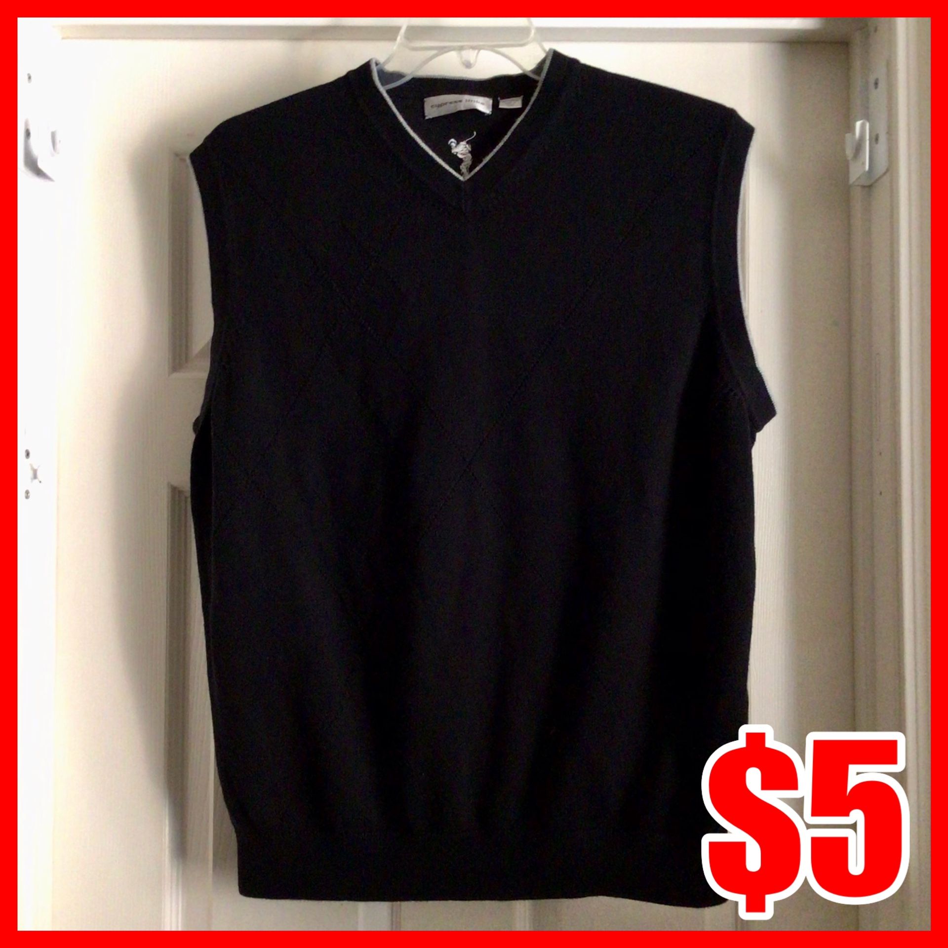 MENS BLACK SWEATER VEST SIZE XL