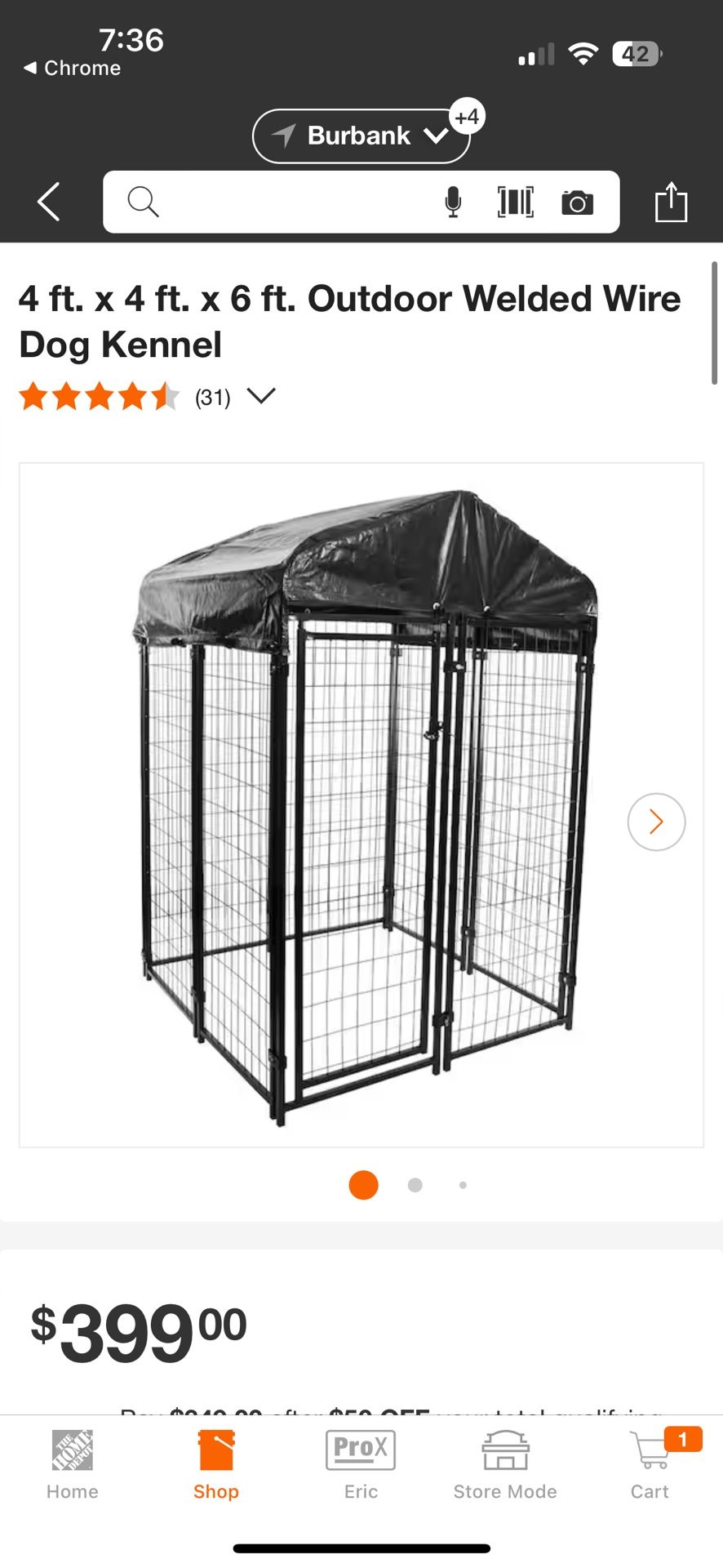 New Dog Kennel 4x6 Crate
