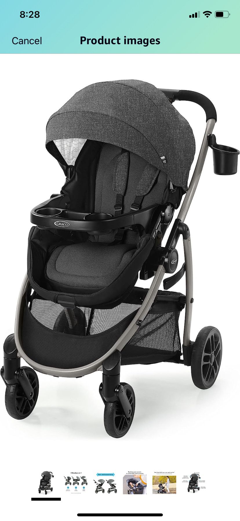 Graco Modes Pramette Stroller, Baby Stroller with True Pram Mode, Reversible Seat, One Hand Fold, Extra Storage, Child Tray, Redmond.  Graco SnugRide 
