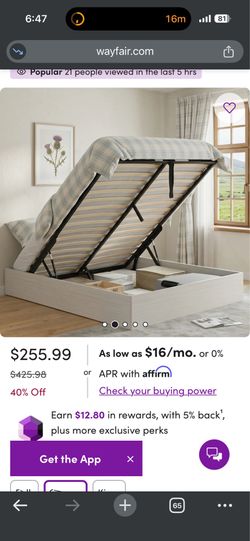 Queen lift/storage bed