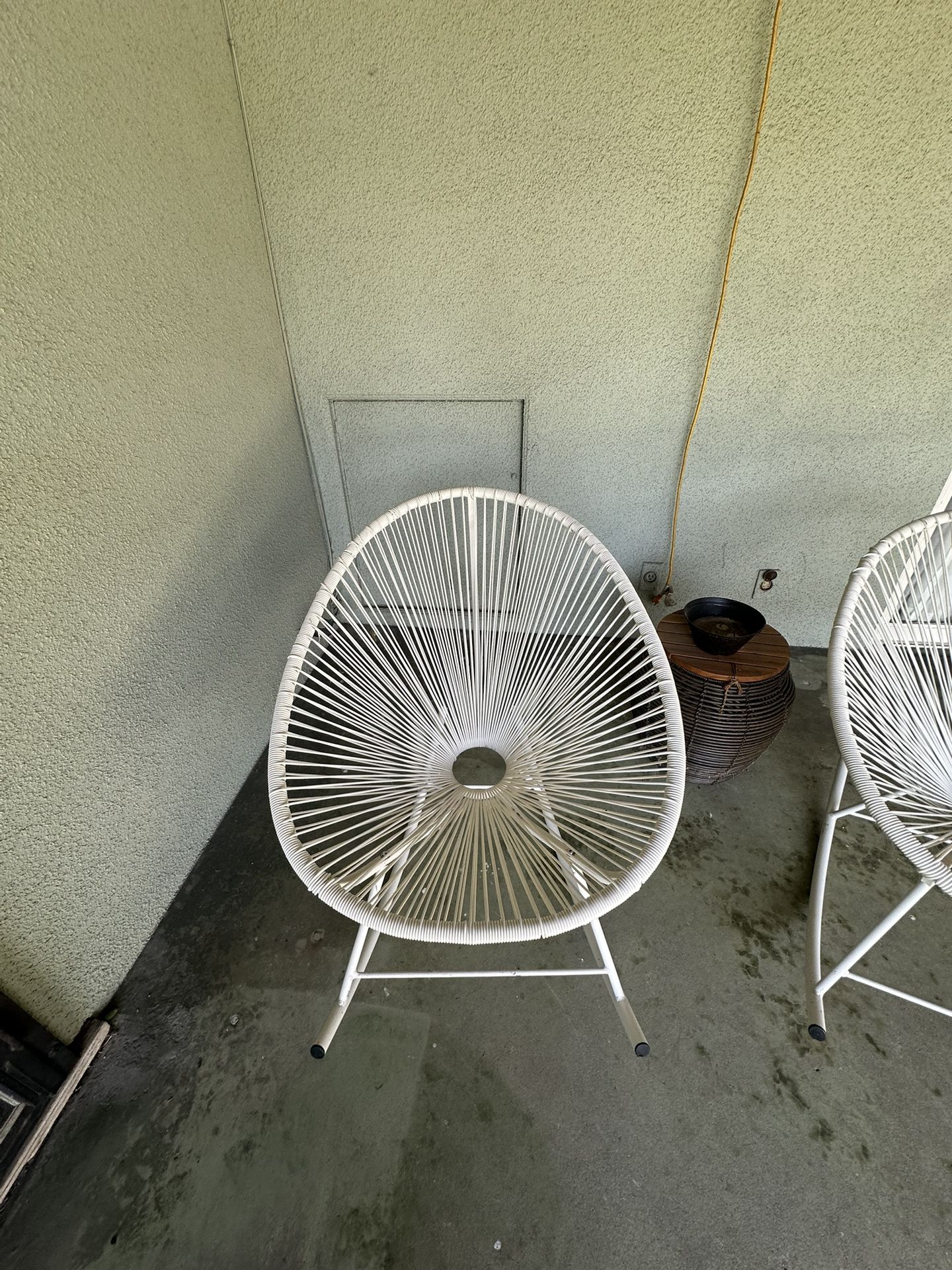 White Rocking Wicker Chair set