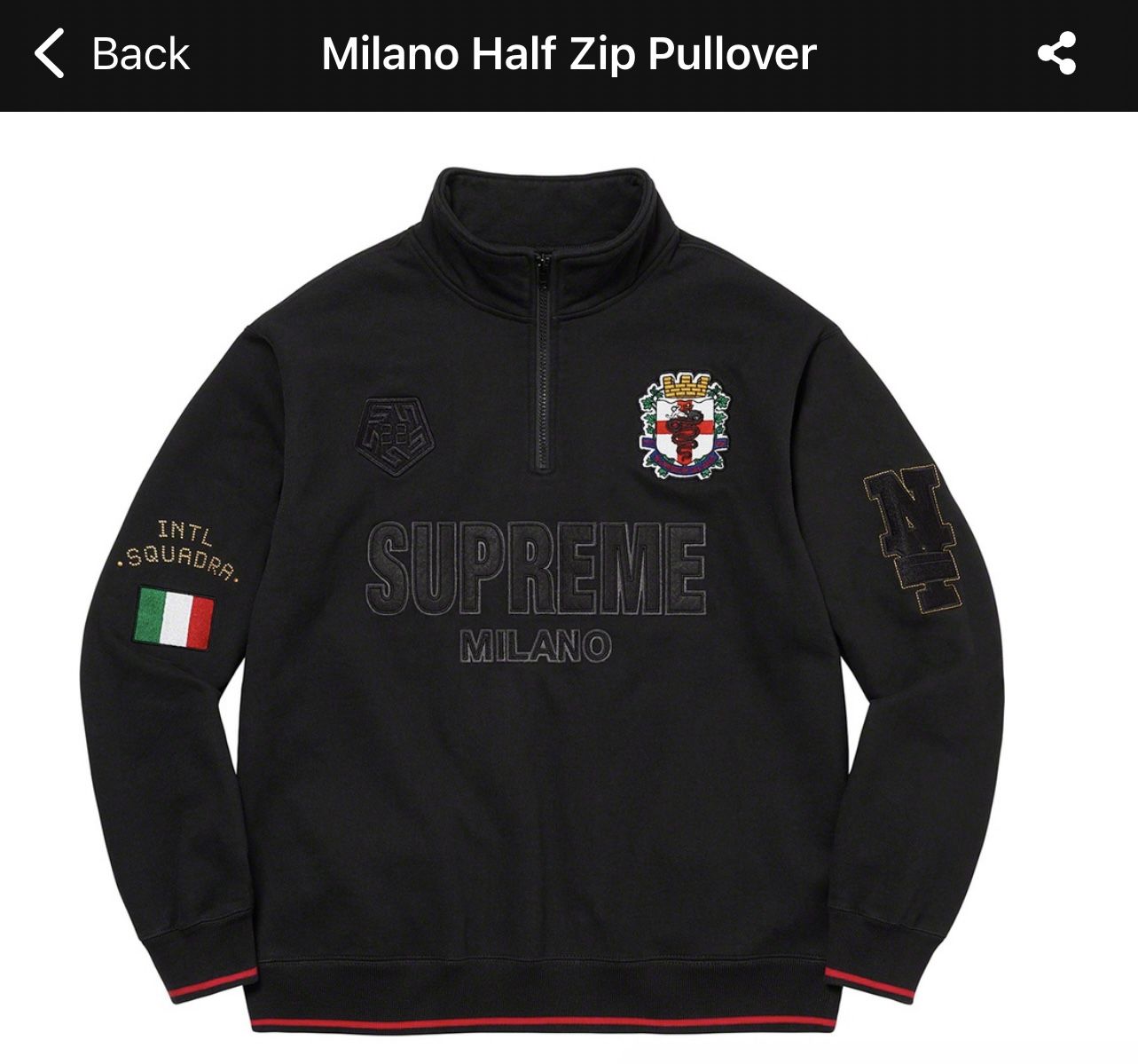 Supreme Milano Zip Pullover Black (Size XL)