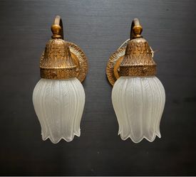 Two Beautiful Wall Sconce lights with Glass Made in Spain