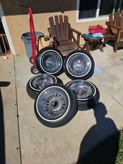 Chrome Wire Spoke Wheels with Whitewall Tires – Set of 5