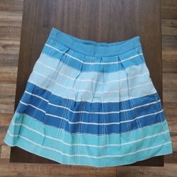 * We Love Vera * Pleated Striped Knee Length Skirt w/ Pockets 