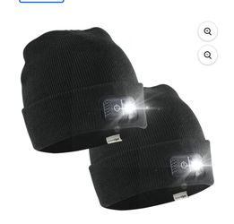CAPLight Rechargeable 4.0 2-Pack Knit/Fleece Beanie Hat with Headlamp
