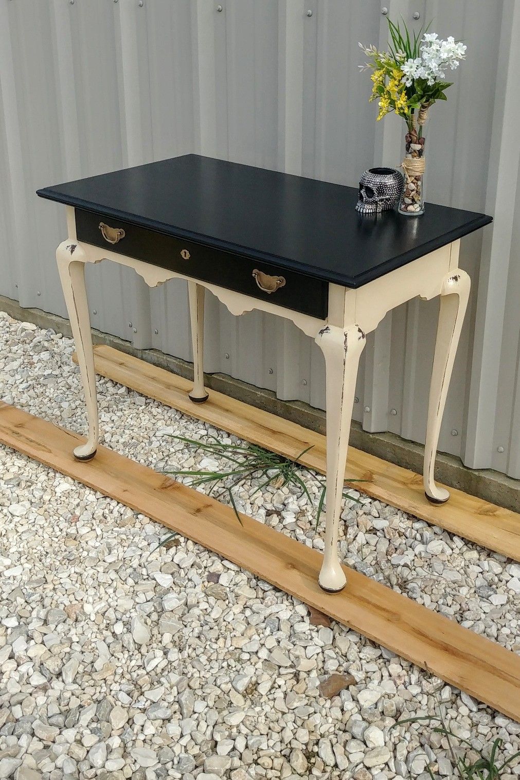 Custom Refurbished Antique Queen Anne Foyer/Entry/Vanity Table/Desk for