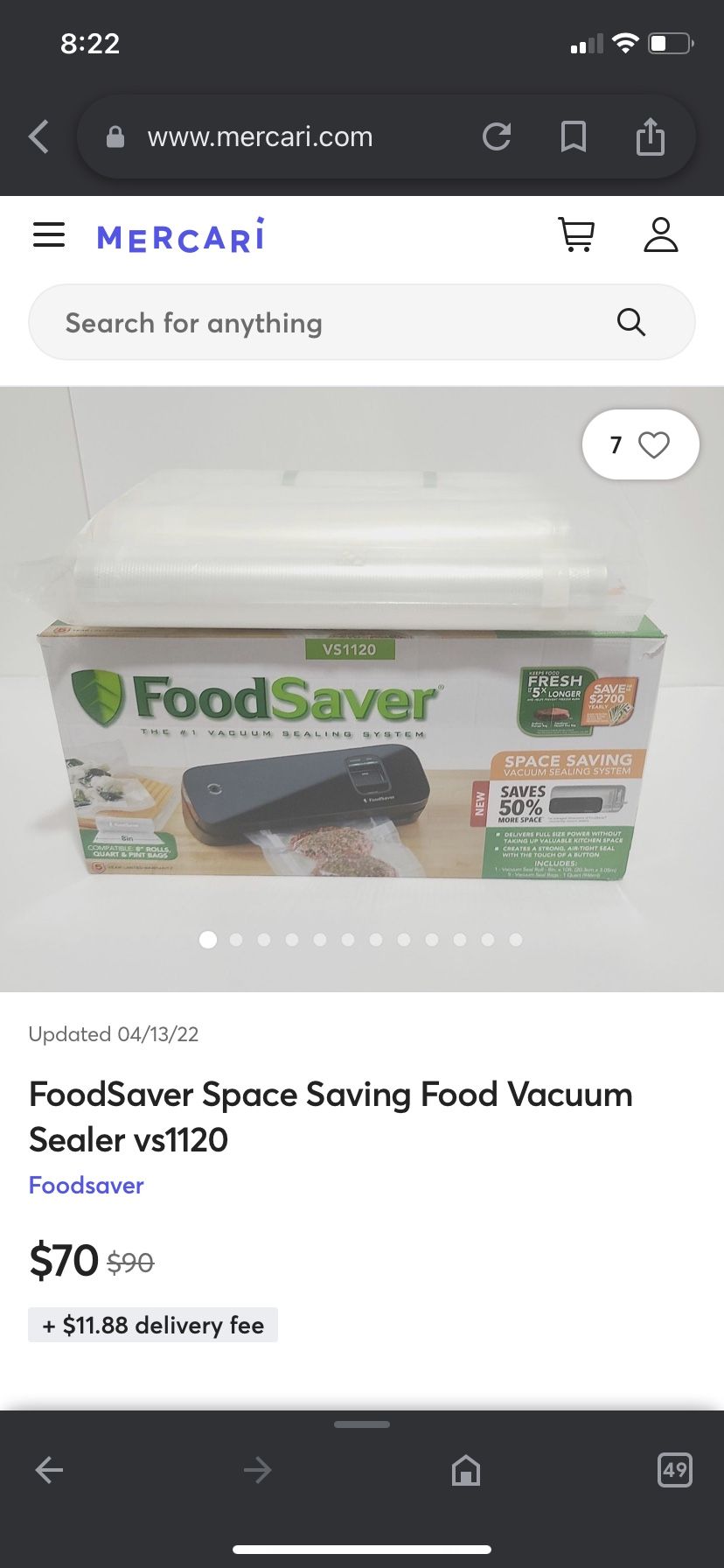 FoodSaver Space Saving Food Vacuum Sealer vs1120