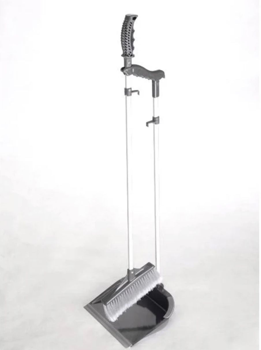Broom With Steel Dust Pan Set, New