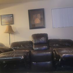 Leather Sofa With Electric Recliners
