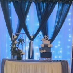 Dusty Blue And Ivory Back Drop Drapes
