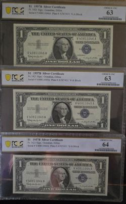 $1 Sliver Note Blue seal 3-notes