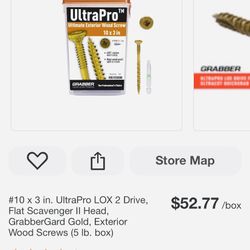 #10 x 3 in. UltraPro LOX 2 Drive, Flat Scavenger II Head, GrabberGard Gold, Exterior Wood Screws (5 lb. box)