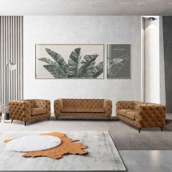 Chocolate flannel couch living space set home furniture three-piece for sales near me