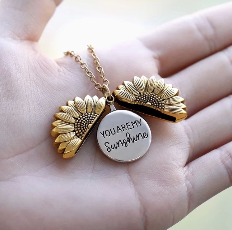 Sunflower Necklace You Are My Sunshine Locket Pendant NEW